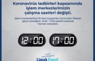 Limak’ta hizmet saatleri güncellendi