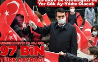 Cumhuriyetin 97. yılı için 97 bin türk bayrağı